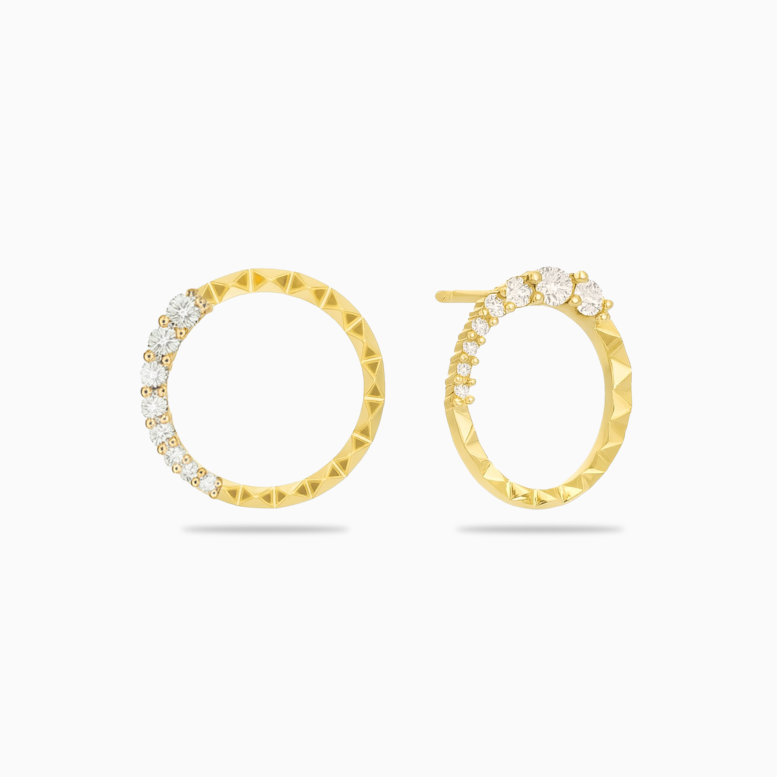 Diamond Pyramid Circle Earrings