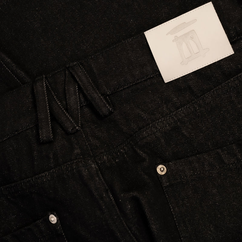 Black Denim Carpenter Shorts