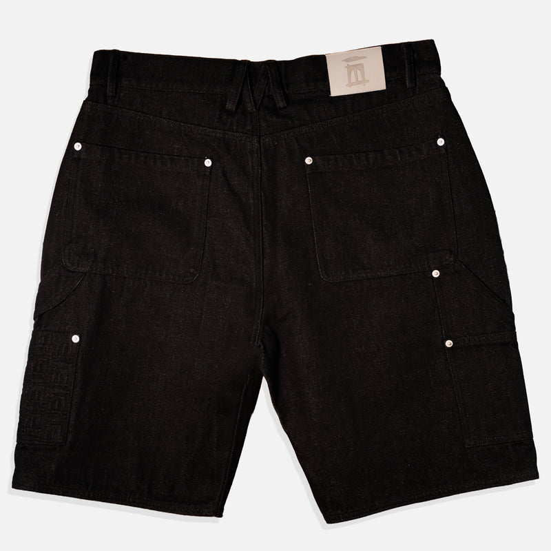 Black Denim Carpenter Shorts