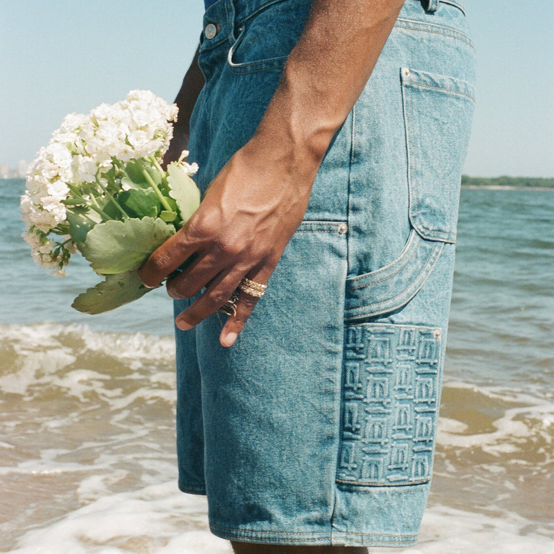 Blue Denim Carpenter Shorts