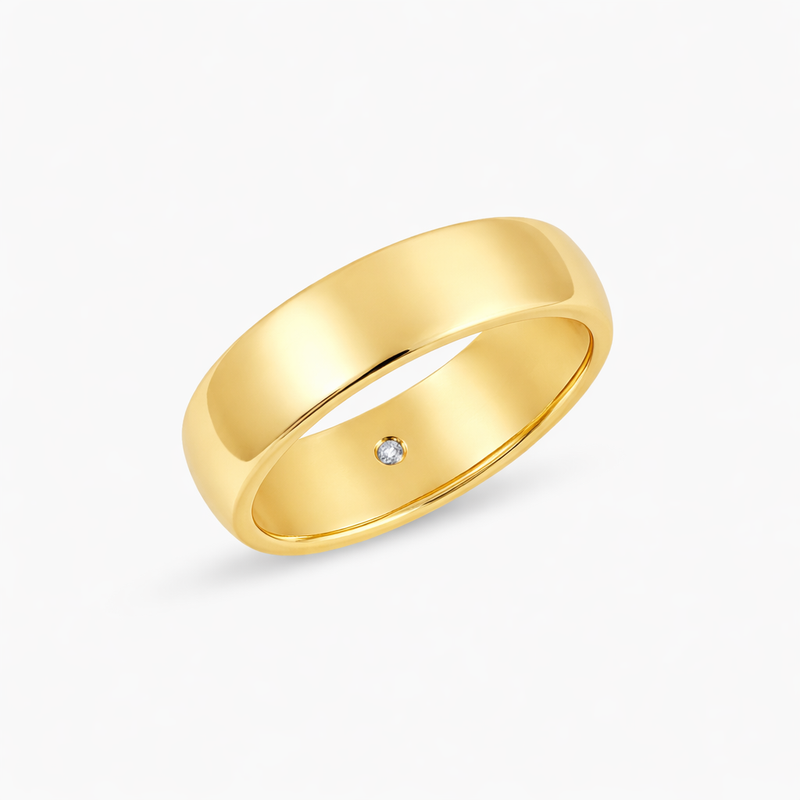 Slightly Rounded Ring Band Polished Rounded Wedding Band – Moses NYC