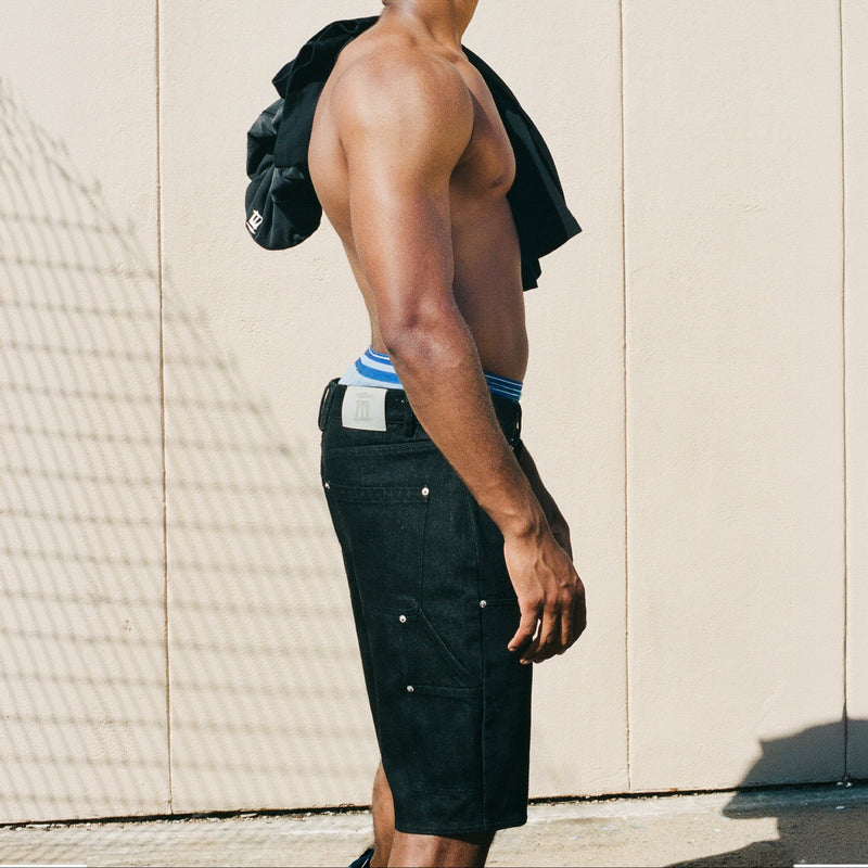 Black Denim Carpenter Shorts